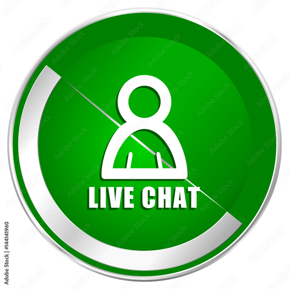Live chat silver metallic border green web icon for mobile apps and internet. Live chat silver metallic border green web icon for mobile apps and internet.