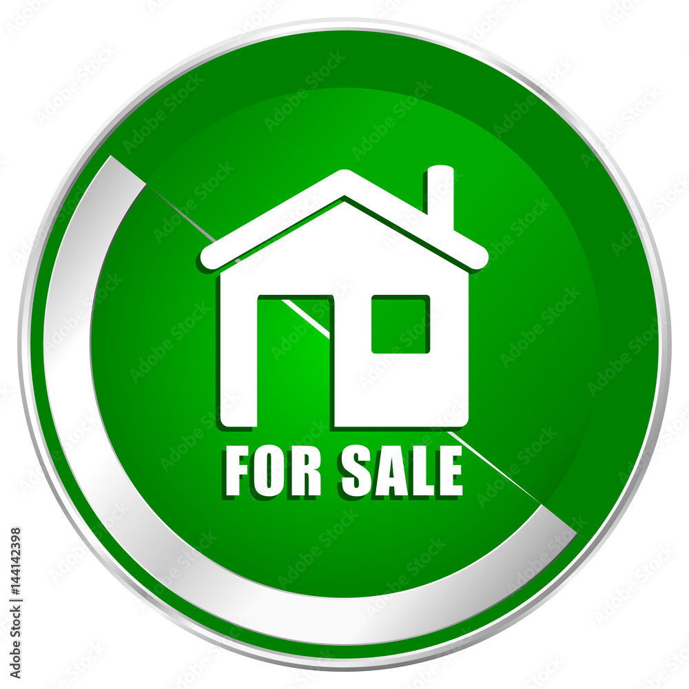 For sale silver metallic border green web icon for mobile apps and internet. For sale silver metallic border green web icon for mobile apps and internet.
