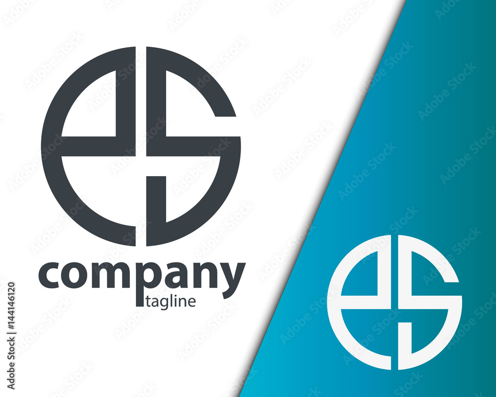 Obraz premium Initial Letter PS ES With Linked Circle Logo