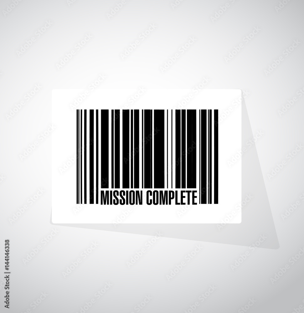 mission complete barcode sign concept mission complete barcode sign concept