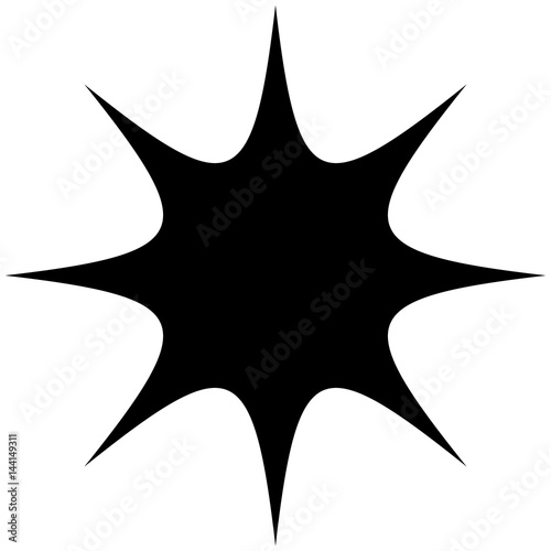 Starburst, sunburst or gleam, glitter shape, element silhouette