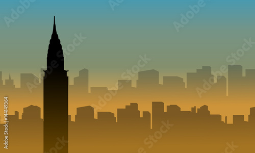 Silhouette of chrysler building scenery at sunset