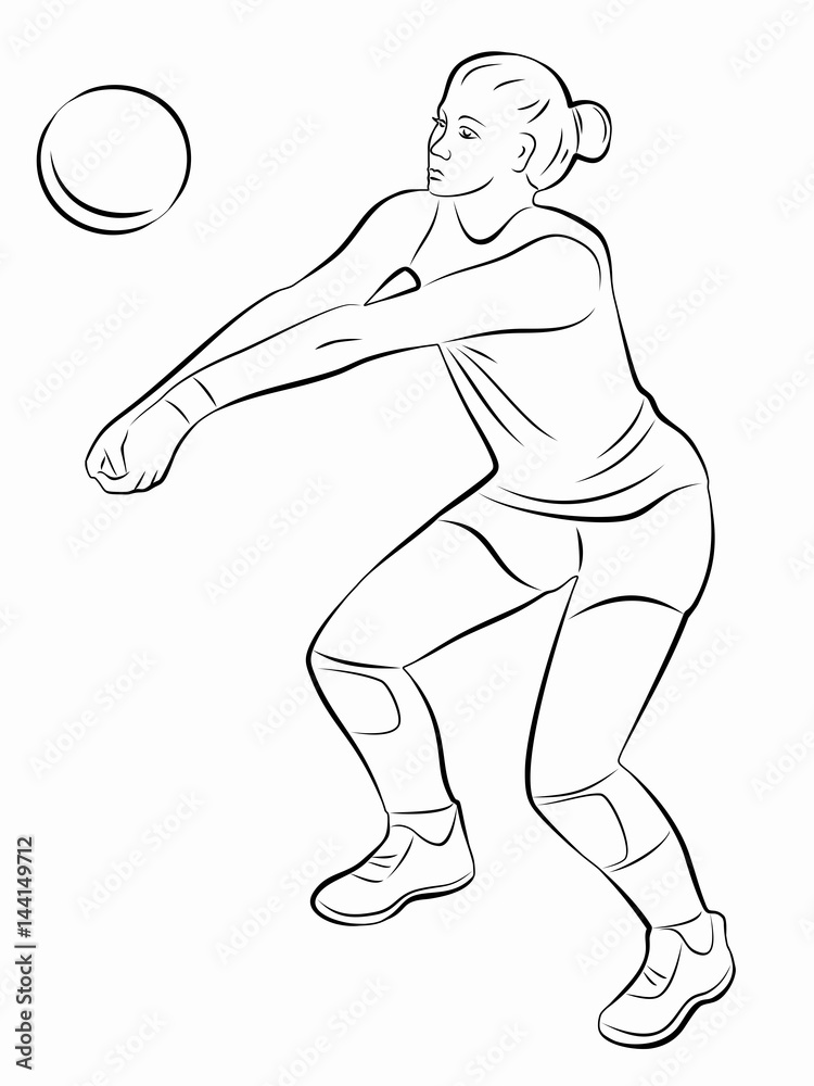 illustration of a volleyball player woman, vector draw Stock Vector ...