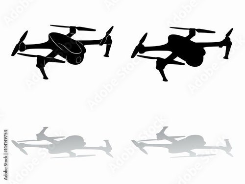silhouette of a drone flying, vector draw