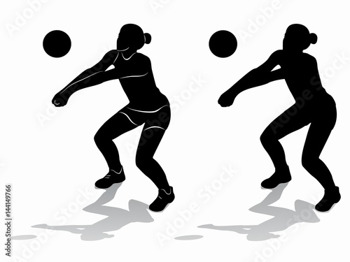 silhouette of a volleyball player woman, vector draw