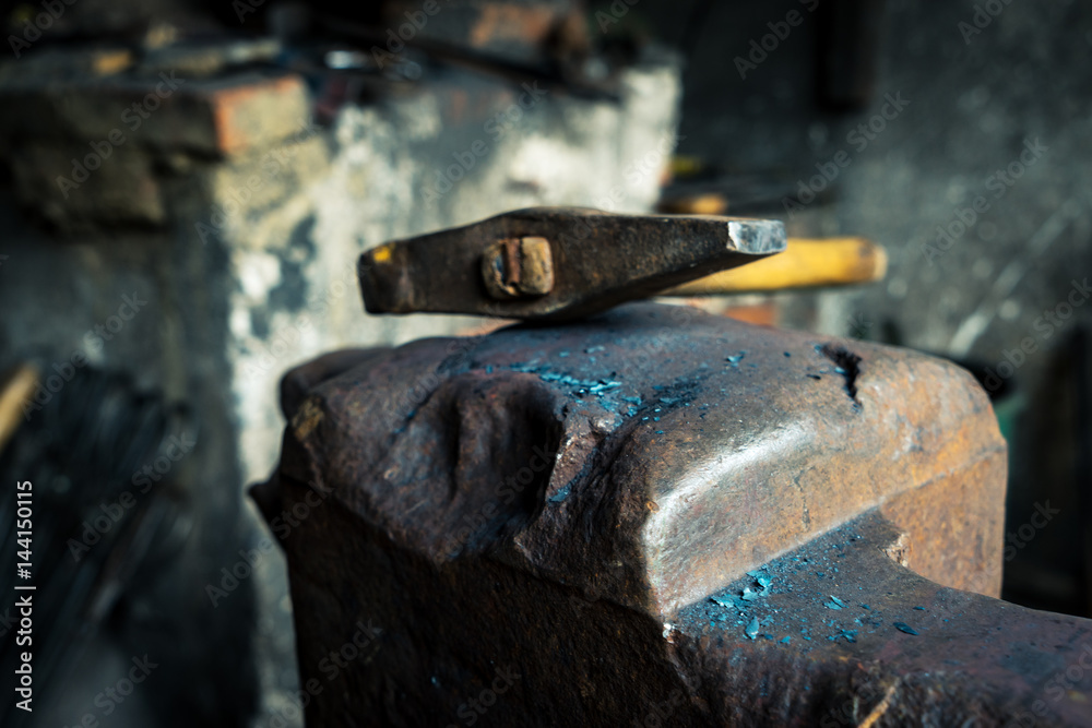 hammer and anvil in smithy hammer and anvil in smithy