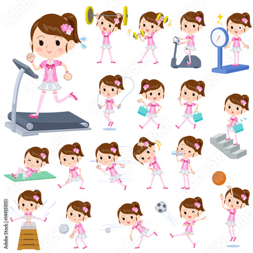 Pop idol in pink costume Sports   exercise