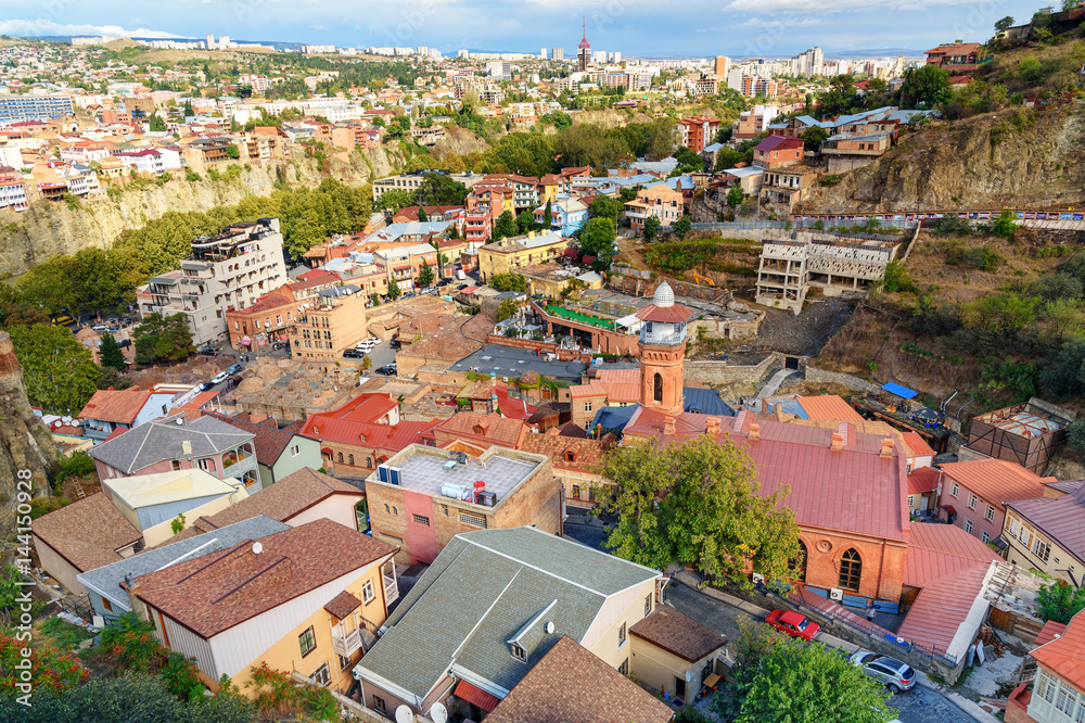 View of Abanotubani district in the Old Town of Tbilisi. Georgia