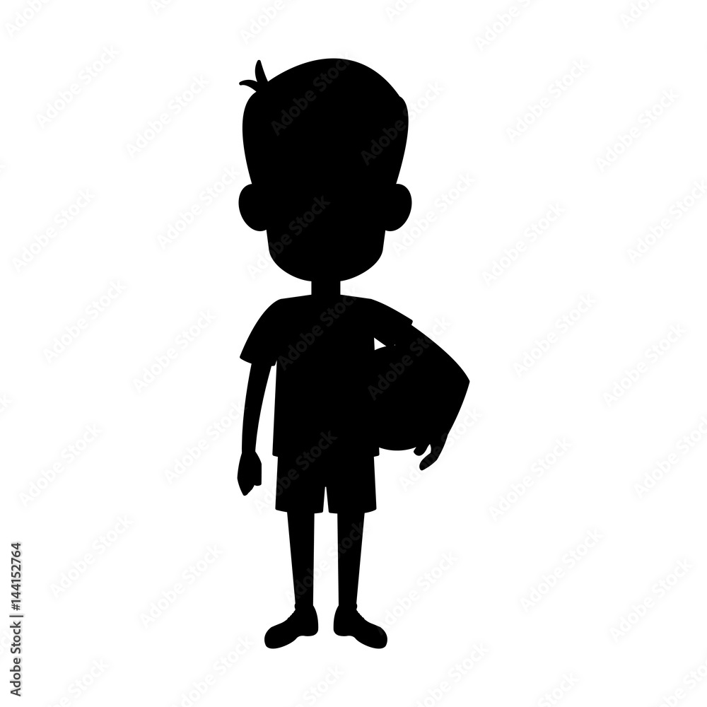 young boy holding ball icon image vector illustration design 