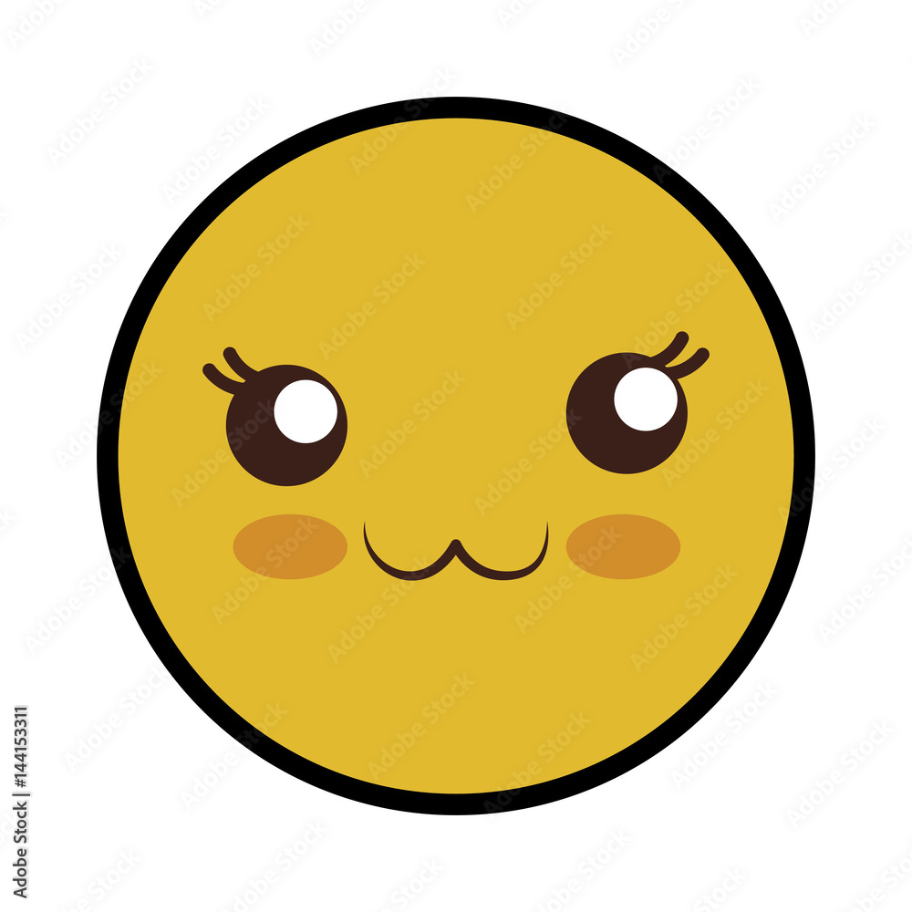 kawaii happy face icon over white background. colorful design. vector illustration kawaii happy face icon over white background. colorful design. vector illustration