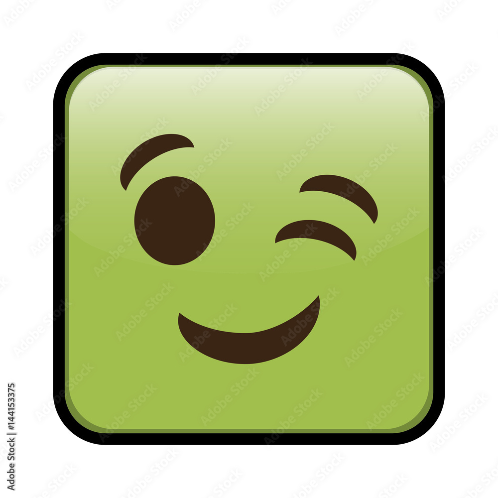 Obraz premium happy cartoon face in square shape, icon over white background. colorful design. vector illustration