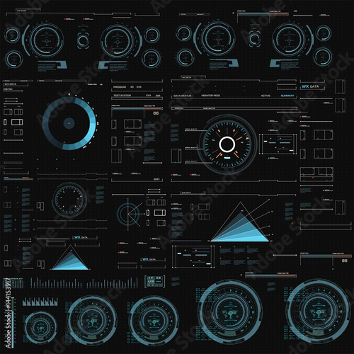 Futuristic HUD, virtual touch user interface in flat design
