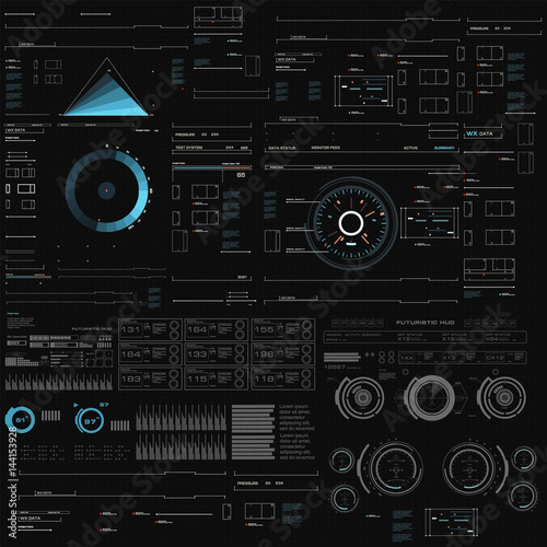 Futuristic HUD, virtual touch user interface in flat design