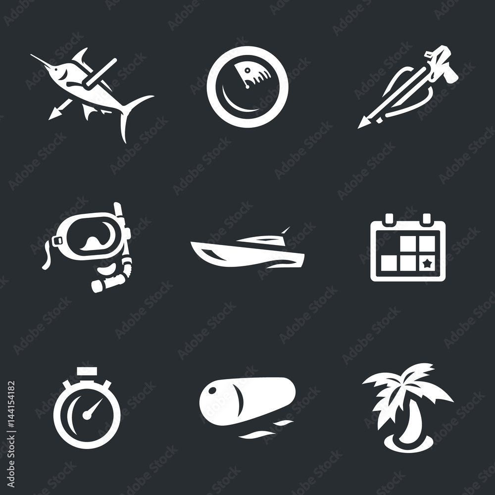 Vector Set of Spearfishing Icons.