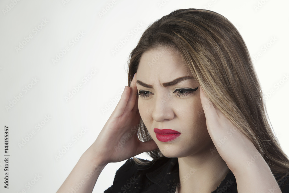 woman with head pain close up portrait isolated woman with head pain close up portrait isolated