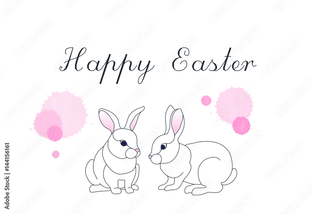 Happy easter. Easter bunnies Happy easter. Easter bunnies