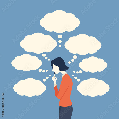 Worried thinking woman
