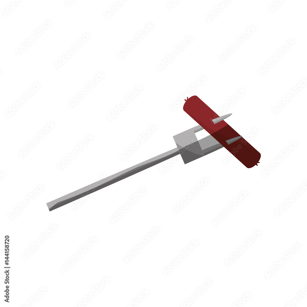 sausage fork picnic shadow vector illustration eps 10