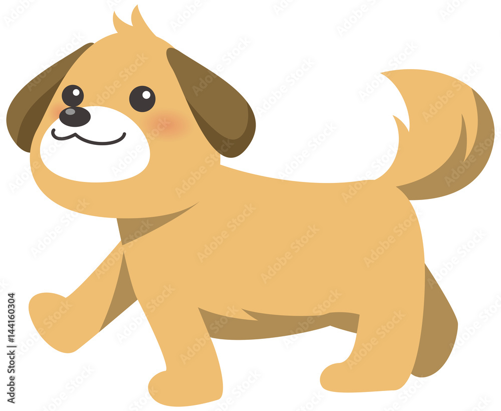 歩くかわいい茶色い犬のイメージイラスト Stock ベクター Adobe Stock