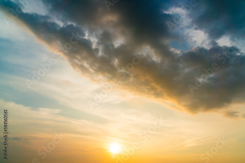 Fototapeta Naklejka Na Ścianę i Meble -  Black Cloud Storm in the sky at sunset