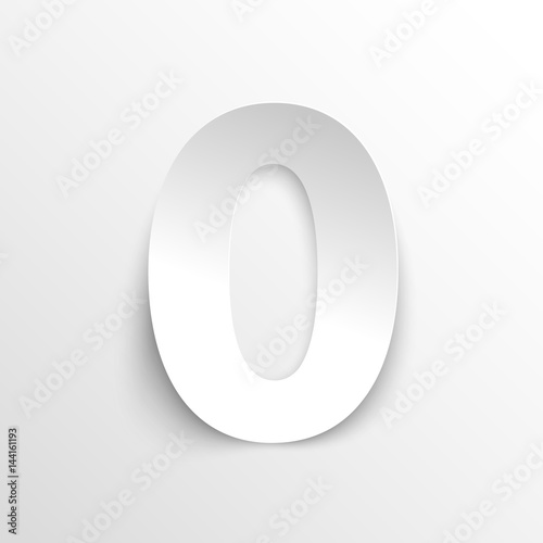The number 0 in paper style. Vector illustration photo