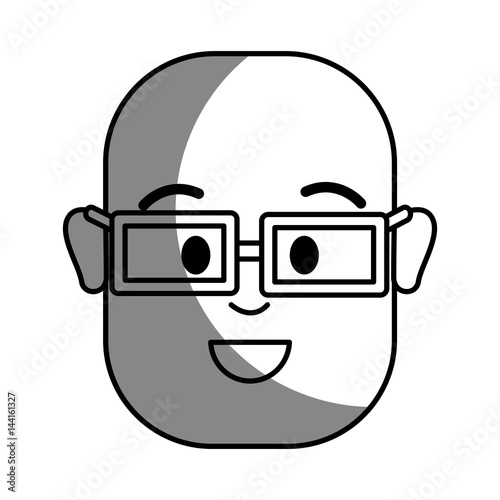 silhouette happy man with bald head and glasses