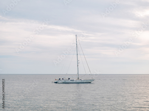 Yacht in the Adriatic sea in Montenegro, in the Balkans © Nadtochiy