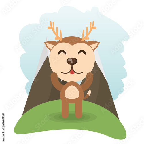 cute deer animal winking vector illustration eps 10