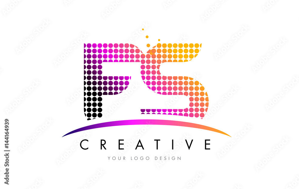 FS F S Letter Logo Design with Magenta Dots and Swoosh FS F S Letter Logo Design with Magenta Dots and Swoosh