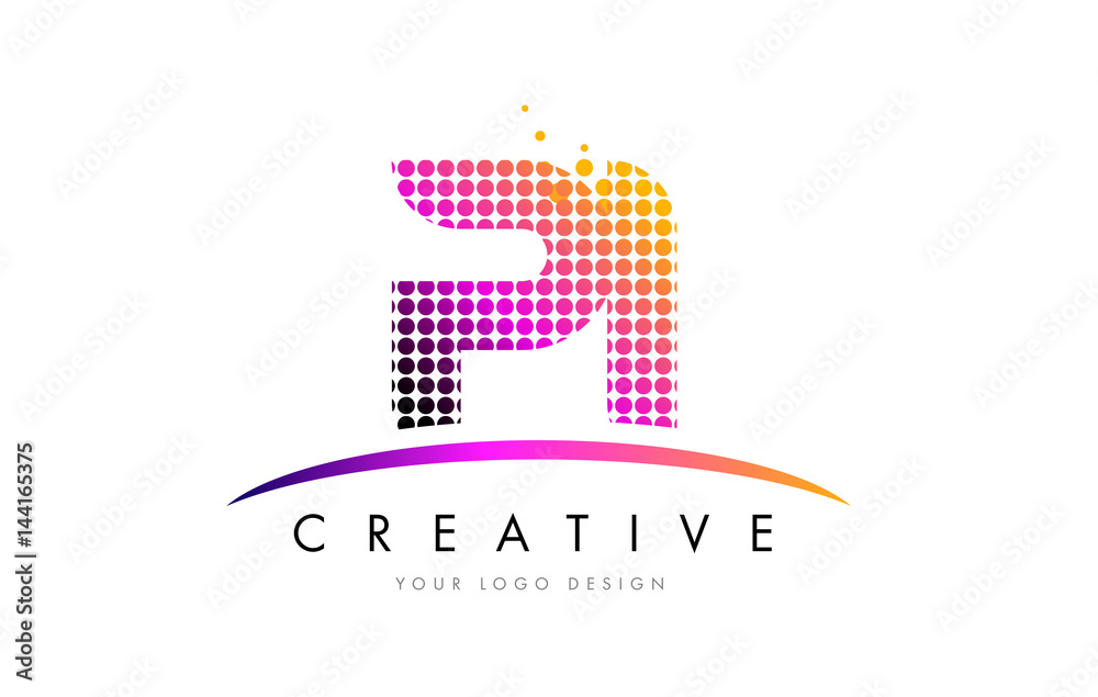 PI P I Letter Logo Design with Magenta Dots and Swoosh