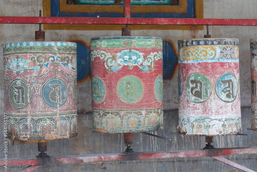 Prayer Wheels at Kumbum Monastery Amdo Tibet Qinghai China