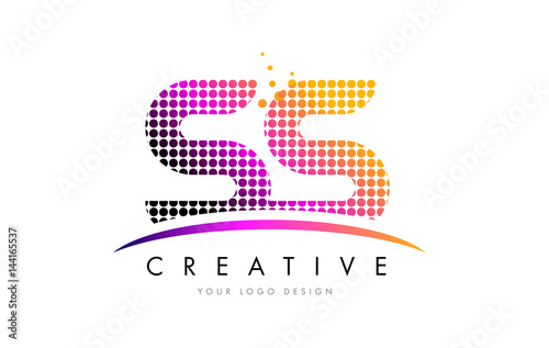 SS S S Letter Logo Design with Magenta Dots and Swoosh