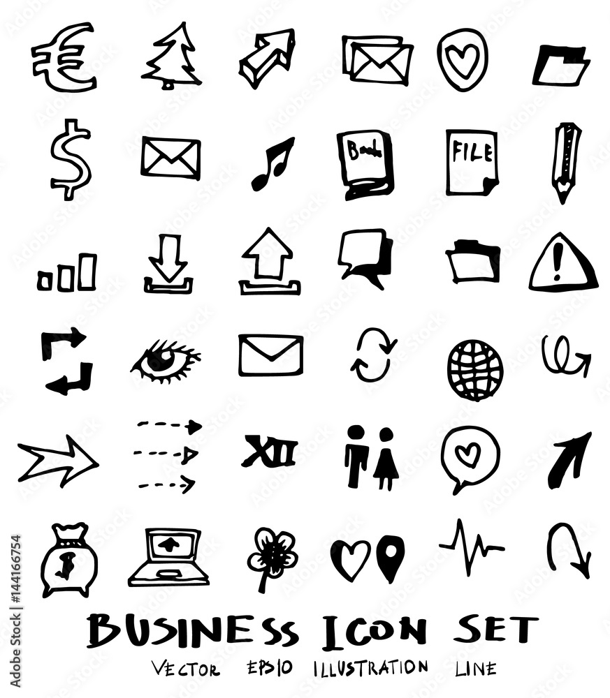 Fototapeta premium Business doodles sketch vector ink eps10