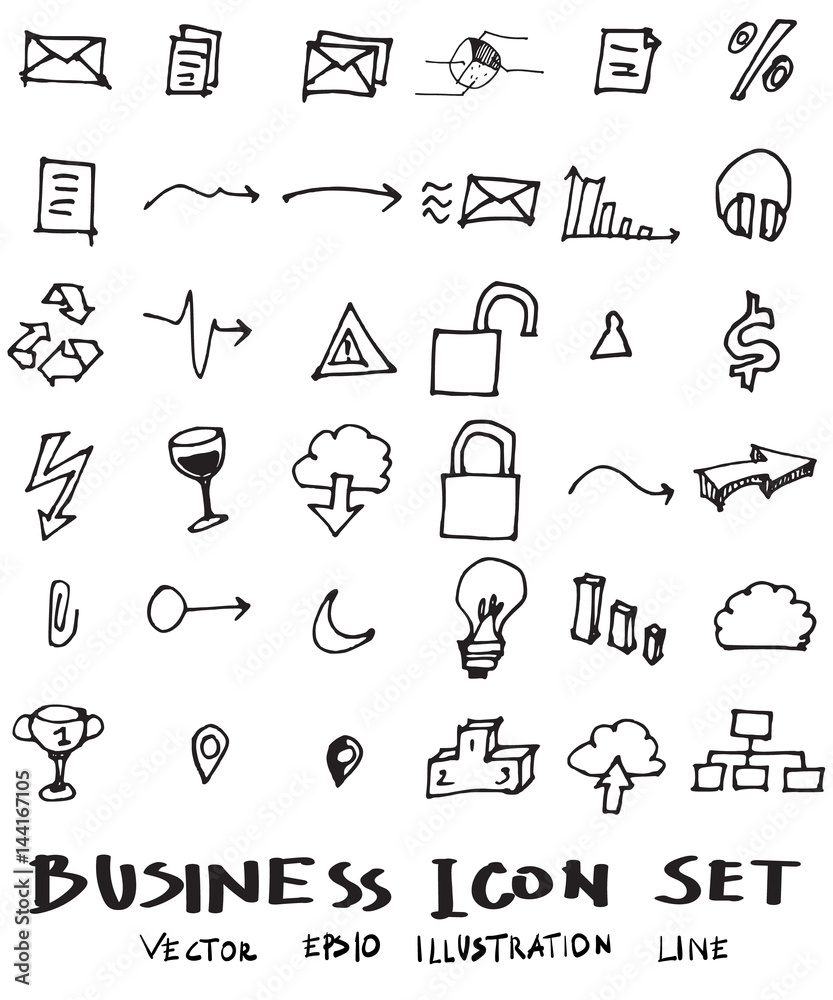 Business doodles sketch vector ink eps10