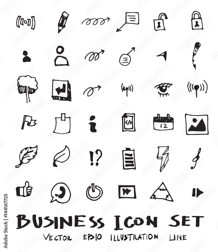 Hand drawn business icon set eps10