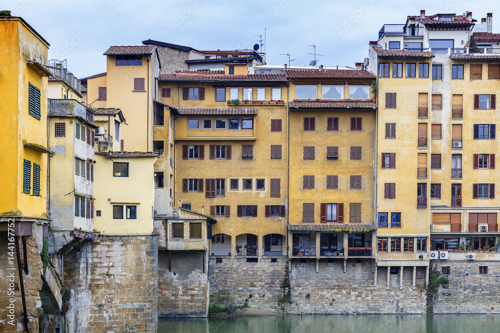 Old houses on the banks of the river Arno in Florence