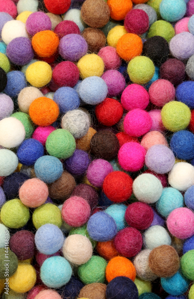 colorful small balls made of felt colorful small balls made of felt