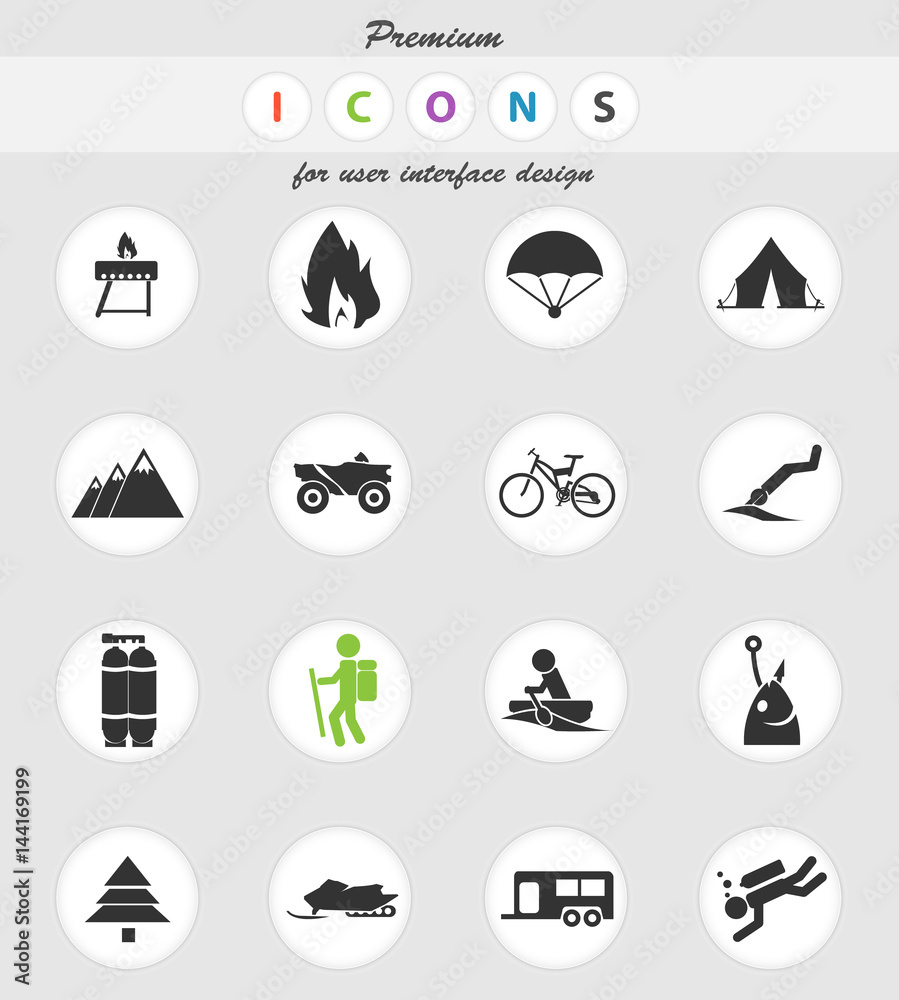 active recreation icon set