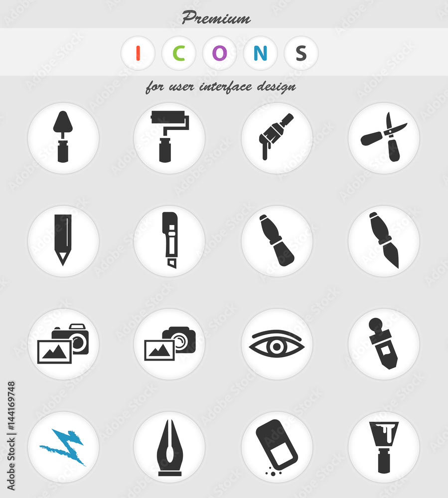 art tools icon set