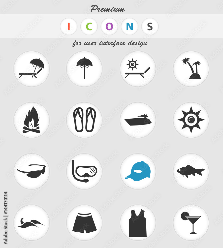 beach icon set beach icon set