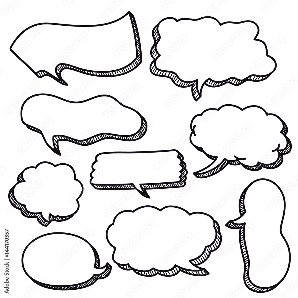 Obraz premium Set of Sketched Speech Bubbles