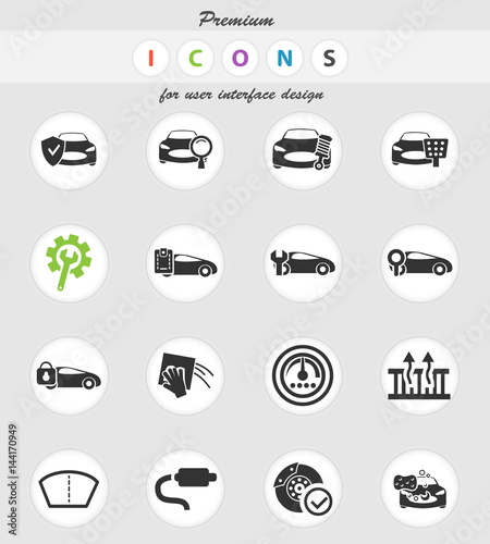 car shop icon set
