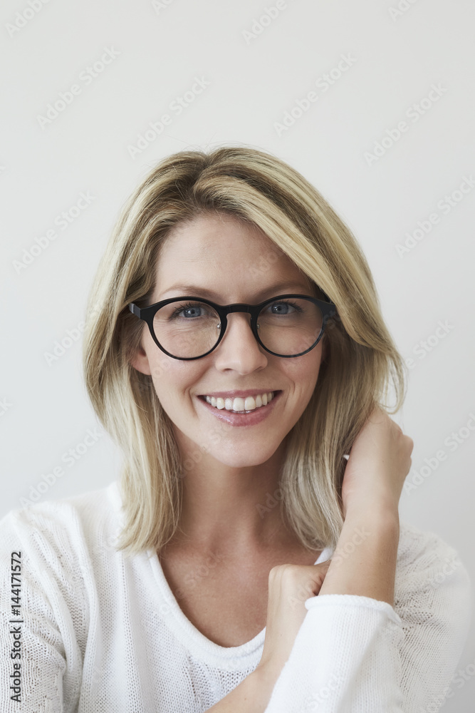Clever and beautiful lady in spectacles, portrait Clever and beautiful lady in spectacles, portrait