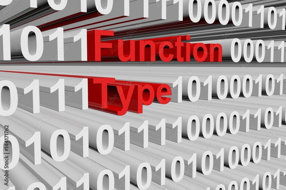 Function type is represented as a binary code 3D illustration