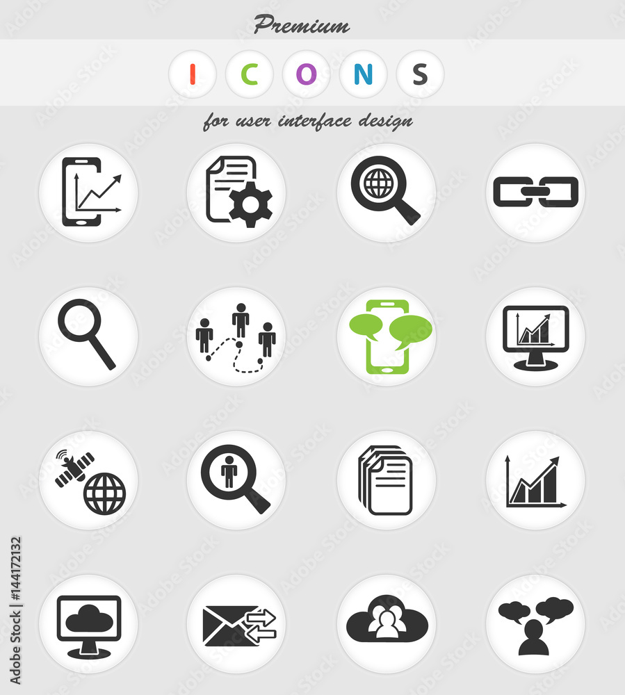 data analytic and social network icon set