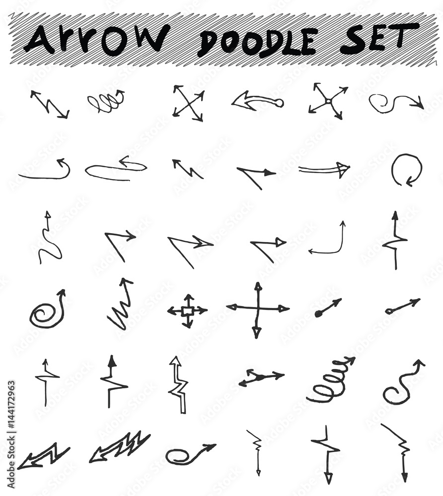 Vector hand drawn arrows set isolated on white sketch Vector hand drawn arrows set isolated on white sketch