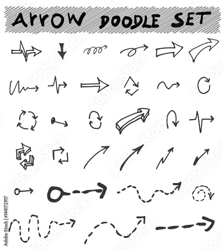 Vector hand drawn arrows set isolated on white sketch