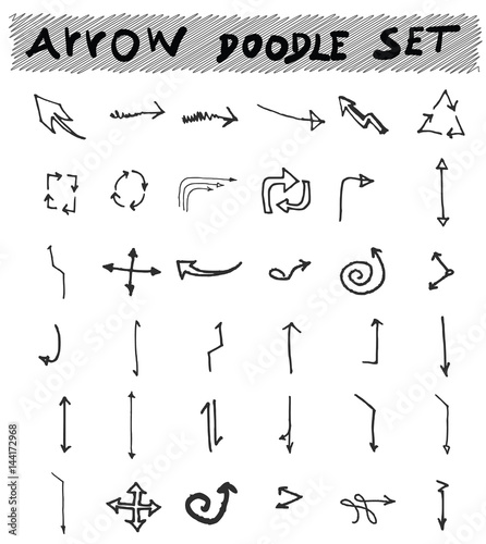 Vector hand drawn arrows set isolated on white sketch