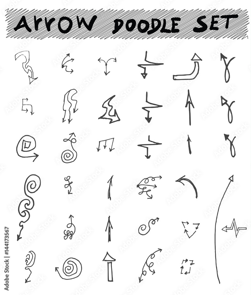 Vector hand drawn arrows set isolated on white sketch Vector hand drawn arrows set isolated on white sketch