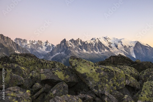 Panorama of the mountain range of the Mont Blanc. Haute Savoie. France photo